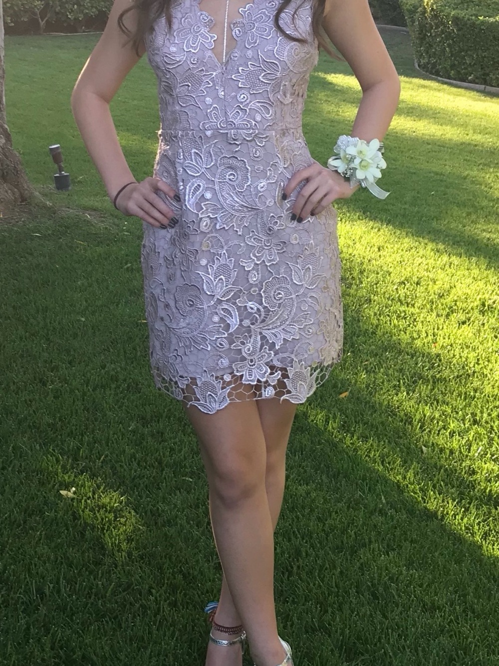 Free People Lavender Lace Mini Dress